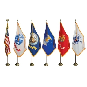 3' X 5' Flag Complete U.S. & Military Indoor Set - 7' poles