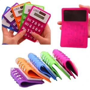 Flexible silicone solar powered calculator