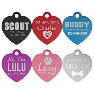 1.25" x 1.25" Black Anodized Aluminum Heart Pet Tag