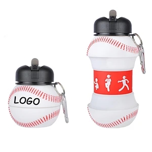 19oz Portable Folding Baseball Water Bottle