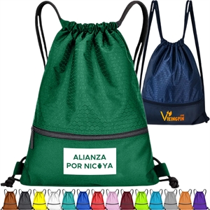 Football Shape Fabric Drawstring Bag W/ Zipper