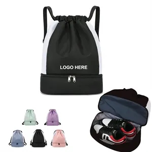 Wet And Dry Split Mesh Drawstring Backpack