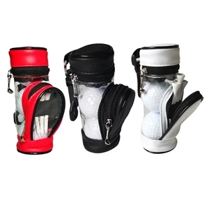 Vegan Leather Golf Zipper Bag Set With Three Balls And Tees