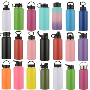 32 Oz Stainless Steel Sports Water Bottle with Straw