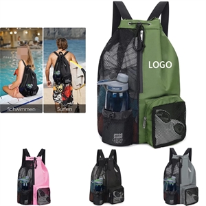 Mesh Drawstring Backpack with Wet Pocket