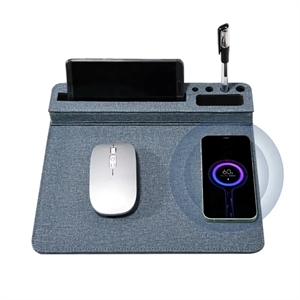 Mouse Pad With Wireless Charger and Pen Holder