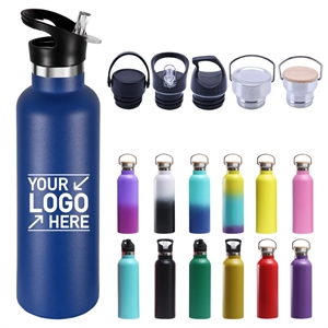 32oz Stainless Steel Double-Wall Bottle with Straw