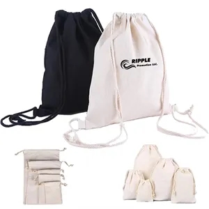 Washable Food Large Muslin Colorful Cotton Drawstring Bags