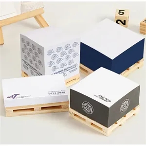 Custom Cubes Sticky Notes with Square Wooden Pallet Holder