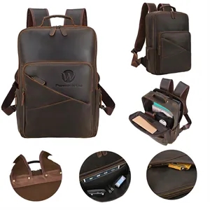 Large Genuine Leather Business Laptop Travel Backpack