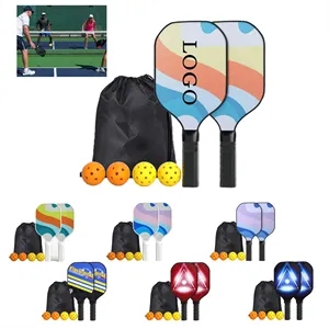 Full Plate Printing Wood Pickleball Set With Storage Bag