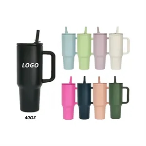 Modern 40 oz Tumbler with Handle & Simple Flip Straw