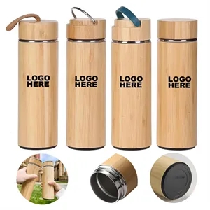 Custom Drinkware Insulated Water Bottle Bamboo Tumbler