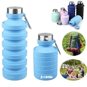 Collapsible Silicone Water Bottles with Carabiner