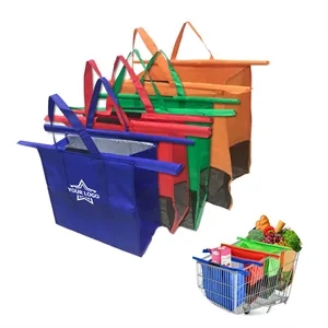 A Set Of 4 Reusable Grocery Shopping Cart Trolley Bags
