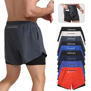 Breathable quick dry workout gym women men running shorts
