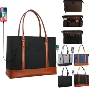Waterproof Laptop Tote Bag With USB Port For Office