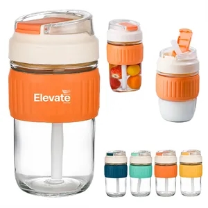 12 Oz Eco Friendly Glass Water Bottle With Leak Proof Lid