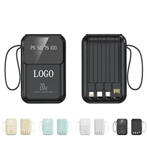 20000mAh Power Bank with Built-In Cable