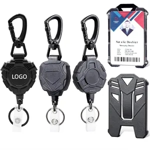 Retractable Carabiner Keychain Card Holder