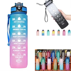 32 oz Drinking Water Bottle with Times to Drink and Straw