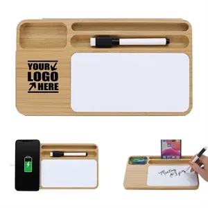 Bamboo Wireless Charging Tray With Writing Board