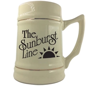 24 oz. Natural Ceramic Beer Stein with Gold Bands