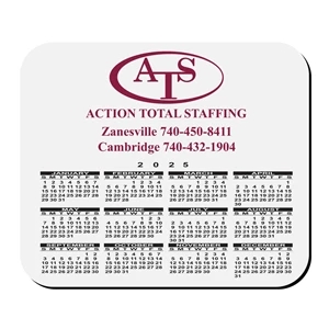 8" x 9 1/2" Hard Surface Calendar Mouse Pad 1/16 Rubber Base
