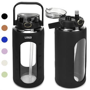 64oz Glass Water Bottle with Straw