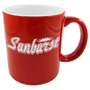 11oz. Red Ceramic C-Handle Mug with White Interior