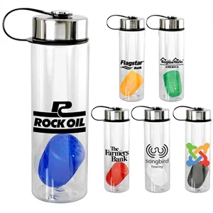 Metal Lanyard Lid 24 oz. Recycled Bottle With Floating Infus
