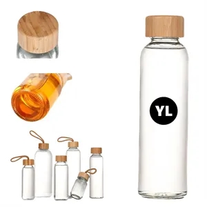 16 oz Glass Hydration Bottles with Eco-Friendly Bamboo Caps