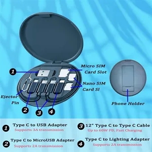 6-in-1 Cable Kit with SIM Ejector and Phone Stand