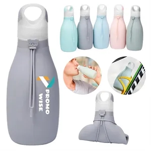 17oz bowling pin foldable silicone bottle with carabiner.