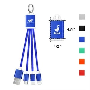 3 in 1 Light Up Charging Cable with keychain