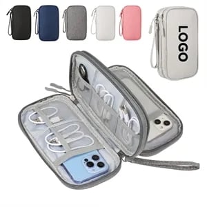 Double Layer Polyester Electronic Accessories Pouch