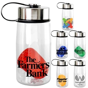 Metal Lanyard Lid 18 oz. Recycled Bottle with Floating Infus