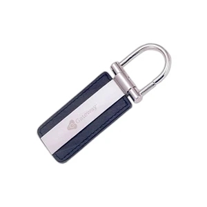 Rectangular Leather Key Chain with Full Metal Strip