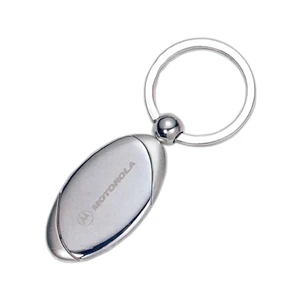 Oval Shaped Metal Key Chain with Curved DesignRing