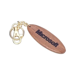 Long Oval Shaped Key Chain in Wooden Finish