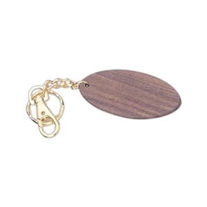 Short Oval Shaped Key Chain in Wooden Finish