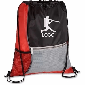 Dual Color Drawstring Backpack with Mesh Pocket