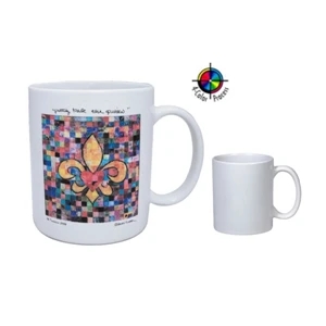 11oz White Porcelain C-Handle Mug
