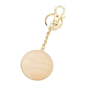 Circular Wooden Key Chain in Maple Finish